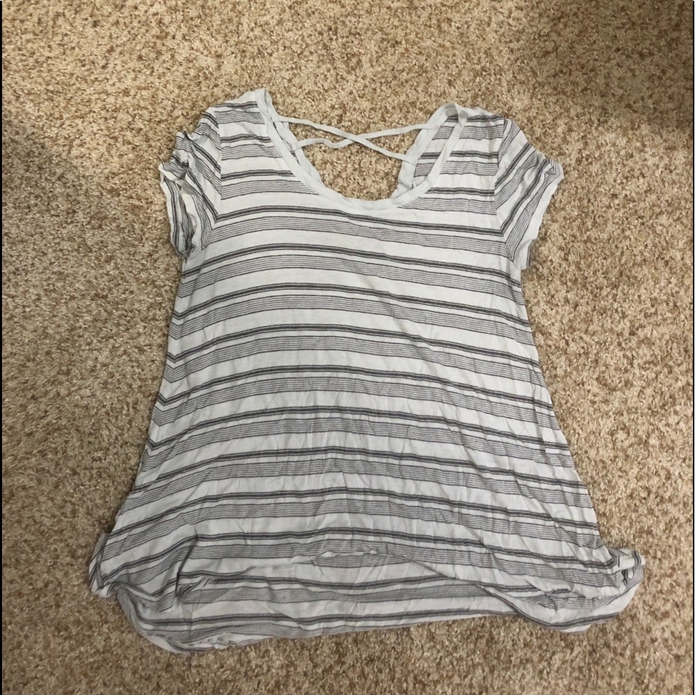Gray/white striped shirt
